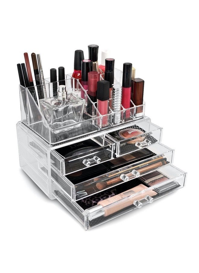 INOVERA (LABEL) 4 Drawer Plastic Cosmetic Makeup Jewelry Lipstick Storage Organizer Box Case, 22.5L X 13.8B X 18H Cm, Transparent  - Image 4