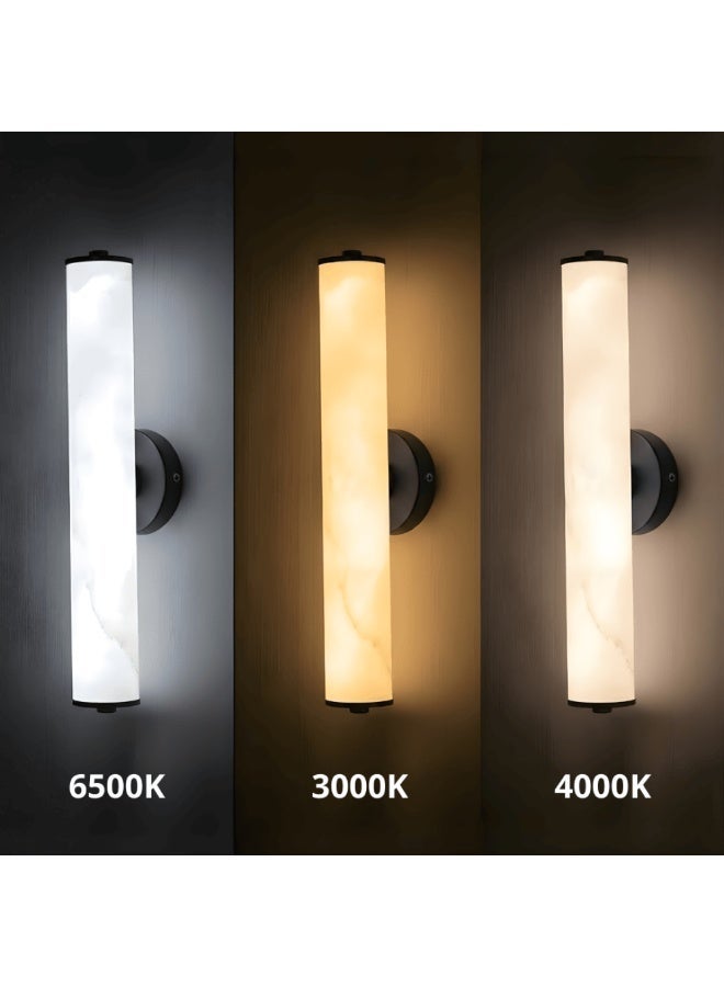 اكسبت ابليك جداري ليد مودرن بتصميم رخامي، 3 ألوان إضاءة، لون أسود فاخر - Image 3