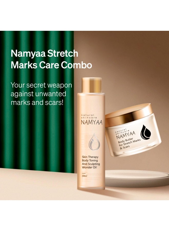 Namyaa Stretch Marks Care Combo|Body Oil (200ml)With Body Butter For Scars & Stretch Marks|Anti-cellulite Stretch Mark oil| Pack of 2 - Image 2