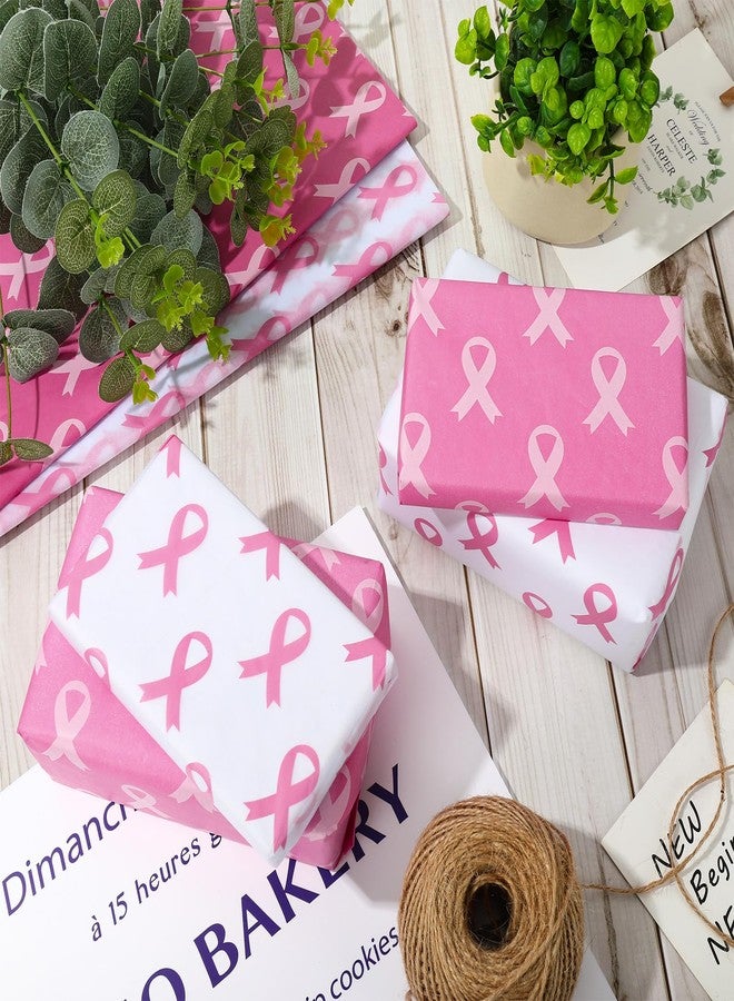 Whaline 100Pcs Pink Ribbon Tissue Paper Breast Cancer Awareness Wrapping Paper Pink Packaging Papers DIY Art Craft Paper for Women Girls Breast Cancer Party Charity Theme, 14 x 20 Inch - Image 5