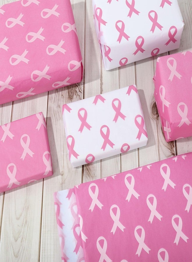 Whaline 100Pcs Pink Ribbon Tissue Paper Breast Cancer Awareness Wrapping Paper Pink Packaging Papers DIY Art Craft Paper for Women Girls Breast Cancer Party Charity Theme, 14 x 20 Inch - Image 3