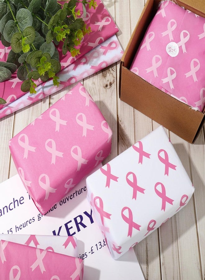 Whaline 100Pcs Pink Ribbon Tissue Paper Breast Cancer Awareness Wrapping Paper Pink Packaging Papers DIY Art Craft Paper for Women Girls Breast Cancer Party Charity Theme, 14 x 20 Inch - Image 4