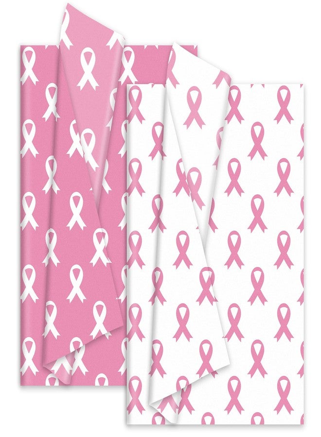 Whaline 100Pcs Pink Ribbon Tissue Paper Breast Cancer Awareness Wrapping Paper Pink Packaging Papers DIY Art Craft Paper for Women Girls Breast Cancer Party Charity Theme, 14 x 20 Inch - Image 1