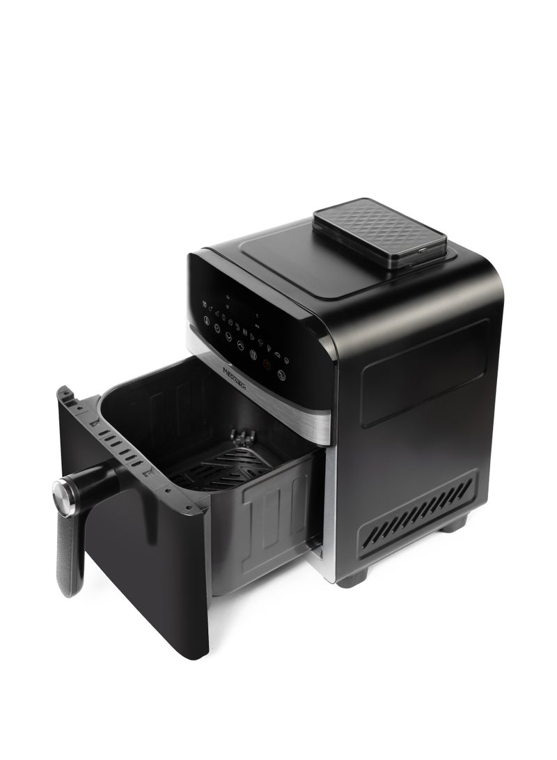 ميدياتيك مقلاة هواء صحية XXL، 6 لتر، 2000 واط، تحكم رقمي باللمس، مقلاة بدون زيت، سلة سهلة التنظيف، 12 وظيفة محددة مسبقًا، 2 سخان، الحمل الحراري السريع للهواء، MT-AF50D - فضي/أسود - Image 2