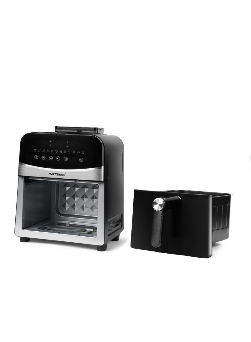 ميدياتيك مقلاة هواء صحية XXL، 6 لتر، 2000 واط، تحكم رقمي باللمس، مقلاة بدون زيت، سلة سهلة التنظيف، 12 وظيفة محددة مسبقًا، 2 سخان، الحمل الحراري السريع للهواء، MT-AF50D - فضي/أسود - Image 3