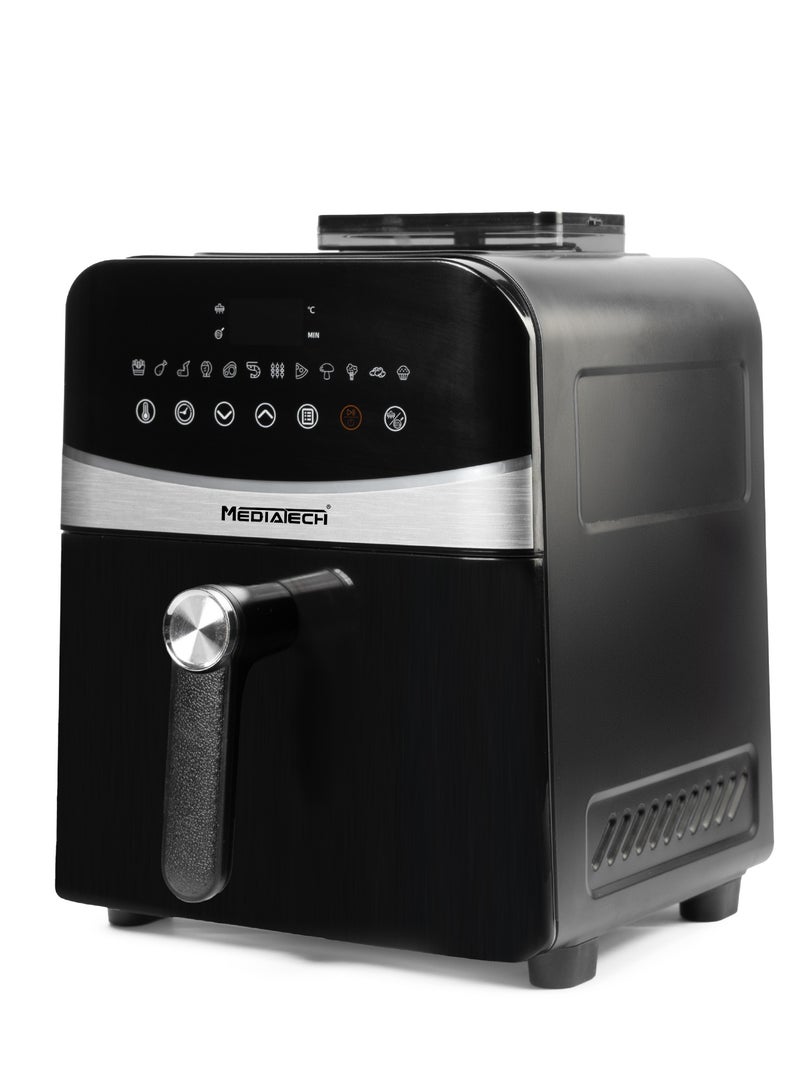 ميدياتيك مقلاة هواء صحية XXL، 6 لتر، 2000 واط، تحكم رقمي باللمس، مقلاة بدون زيت، سلة سهلة التنظيف، 12 وظيفة محددة مسبقًا، 2 سخان، الحمل الحراري السريع للهواء، MT-AF50D - فضي/أسود - Image 4