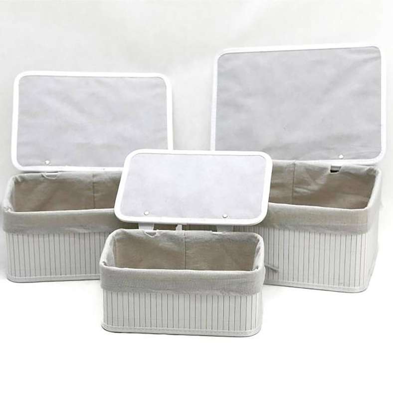 Pan Home Chyna 3-Pieces Bamboo Storage Organiser with Lid 36x26x17cm -White - 262AIC9903799 - Image 5