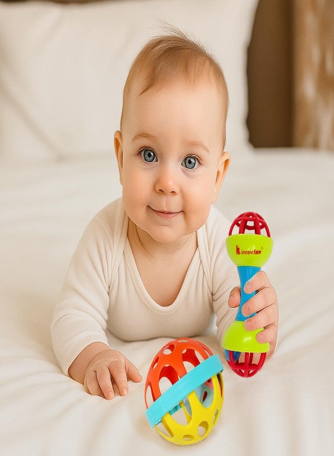 Innovitoy 2 Pcs Baby Rattle & Teether Set | Non-Toxic, Safe Infant Toys 0-12 Months | Soft Sound Rattles for Early Development | Perfect Baby Gift - Image 2