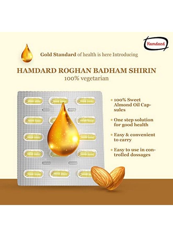 Hamdard - Roghan Badam Shirin Capsules With Complete Nutrition Of Almond Oil Extract For Healthy And Strong Hair 60 Capsules - Image 1