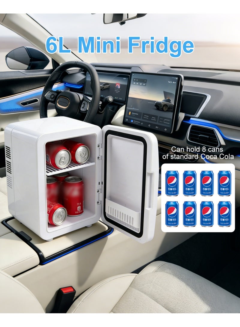 واهاكول ثلاجة واهاكول صغيرة محمولة سعة 6 لتر - تبريد/تدفئة مزدوج للعناية بالبشرة ومستحضرات التجميل والمشروبات وتخزين حليب الأم، فائقة الهدوء وخفيفة الوزن، تعمل بالتيار المتردد/المستمر - مثالية للاستخدام في السيارة وهدية للنساء - Image 4