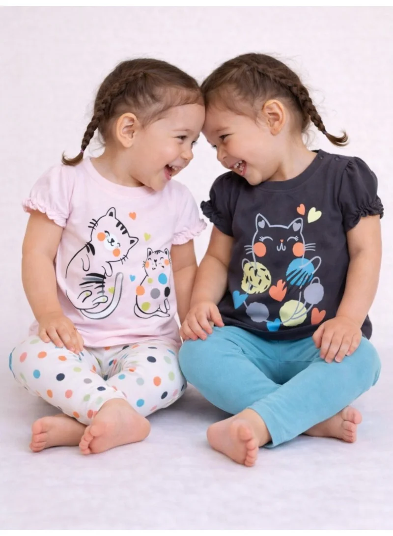 فكتور اند جين Girls’ Multipack (2 Pack) – Graphic T-Shirts & Leggings Set (Basic Fit)