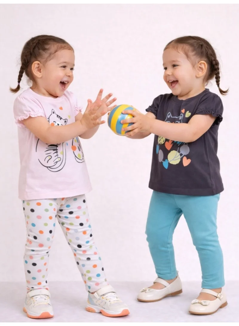 Victor And Jane Cotton Girls’ Multipack (2 Pack) – Graphic T-Shirts & Leggings Set (Basic Fit) for Women | Best Price UAE