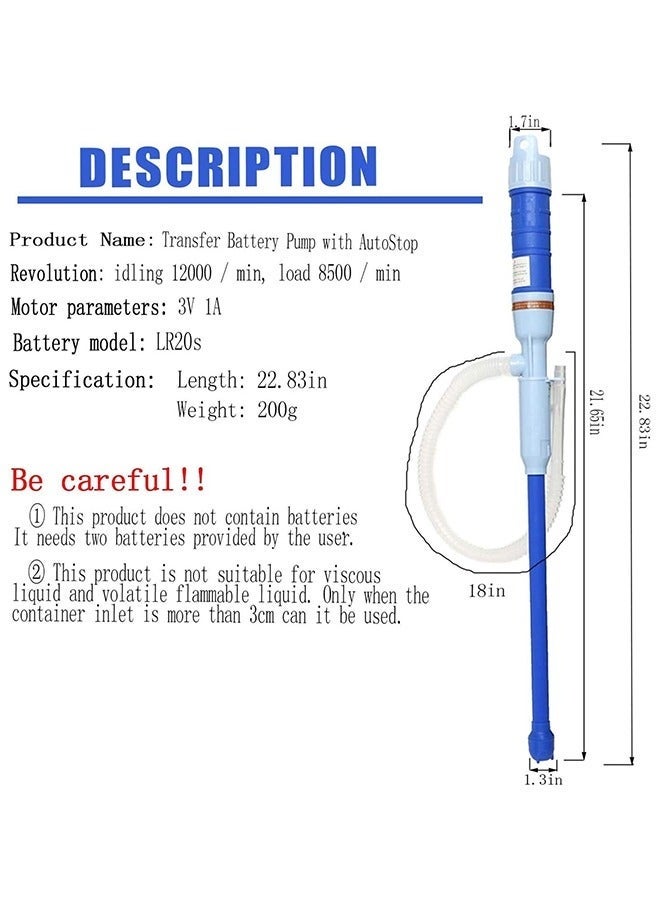Bukela Handheld Battery Operated Water Pump Liquid Transfer Pump Portable Battery Powered Electric Pond Pump with Suction Tube Blue - Image 5