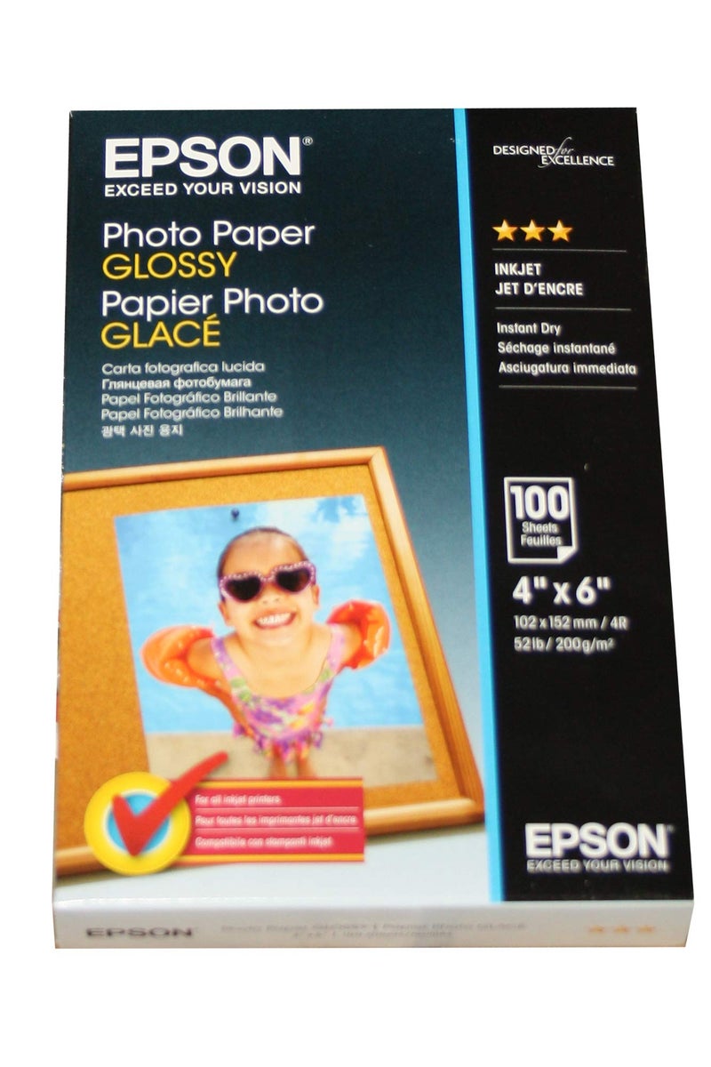 Epson Paper, Glossy Photo, 4X6, 100 Shts