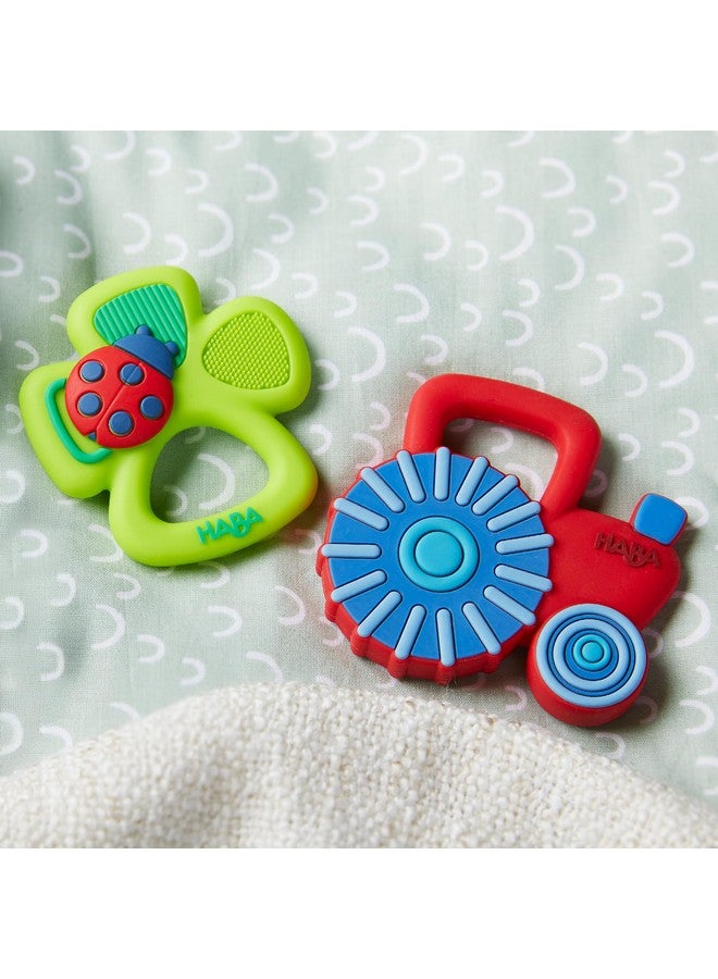 هابا عضاضات HABA المصنوعة من السيليكون للأطفال من عمر 6 إلى 18 شهرًا - حلقة عضاضة من السيليكون من Shamrock ولعبة إمساك لتنمية حسية آمنة - آمنة للاستخدام في غسالة الأطباق - مستلزمات الأطفال - Image 4