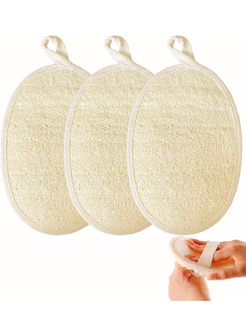 ليفة طبيعية لتقشير الجسم، إسفنجة استحمام للنساء والرجال، مصنوعة من إسفنجة استحمام قابلة للتحلل الحيوي، للوجه والجسم لتنظيفك (3 قطع) - Image 1