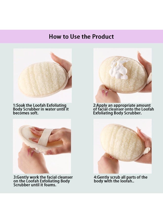 ليفة طبيعية لتقشير الجسم، إسفنجة استحمام للنساء والرجال، مصنوعة من إسفنجة استحمام قابلة للتحلل الحيوي، للوجه والجسم لتنظيفك (3 قطع) - Image 2