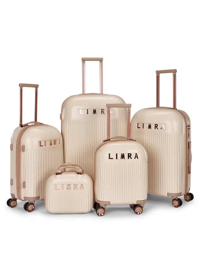 Limra Luggage set 5 pieces travel Bags with a distinctive design from limra Beige/Gold