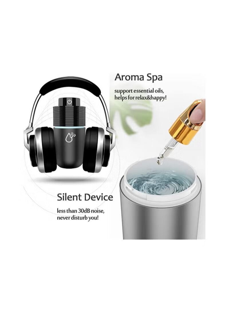 مرطب سيارة مع موزع عطور يعمل بالمدخل USB ومجهز بأضواء LED بسبعة ألوان، وسعة كبيرة تصل إلى ٢٠٠ مل، يستخدم لتعطير وتنقية الهواء داخل السيارة. - Image 4