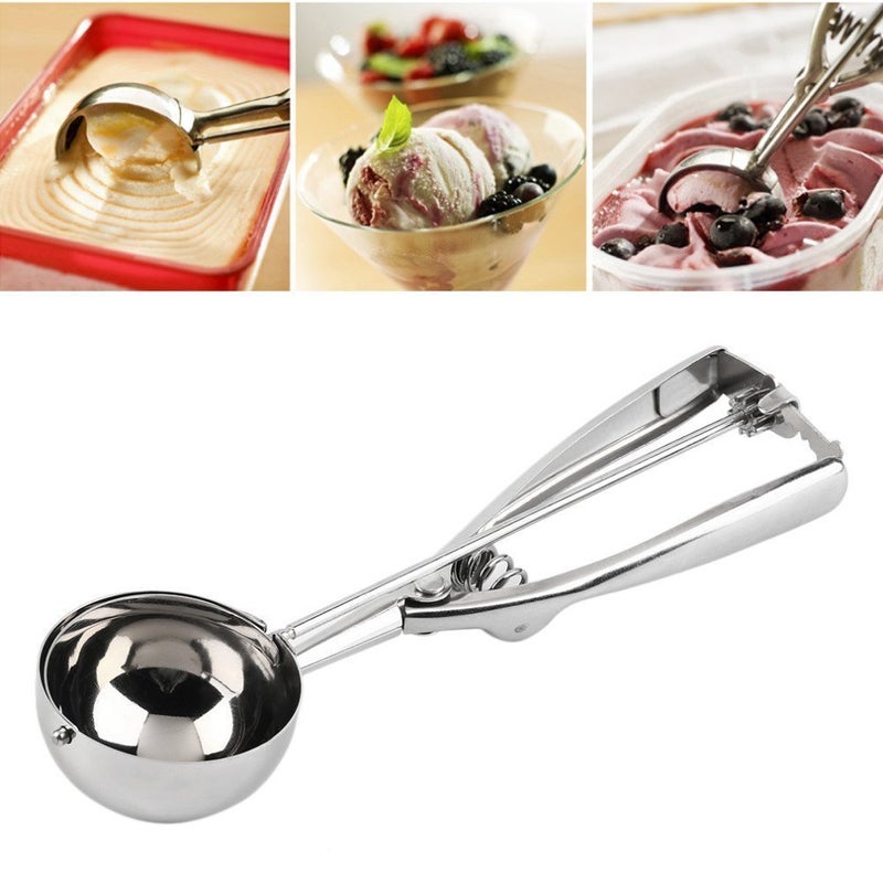 Lexazo Easy Handheld Multi Use Stainless Steel Ice Cream Serving ScoopMelon Scoop ice Cream Serving Spoon Scooper with Trigger Release 5cm Diameter - Image 4