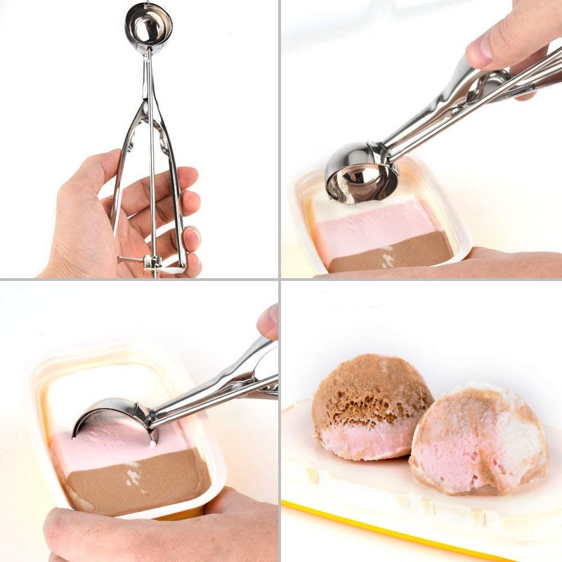 Lexazo Easy Handheld Multi Use Stainless Steel Ice Cream Serving ScoopMelon Scoop ice Cream Serving Spoon Scooper with Trigger Release 5cm Diameter - Image 5
