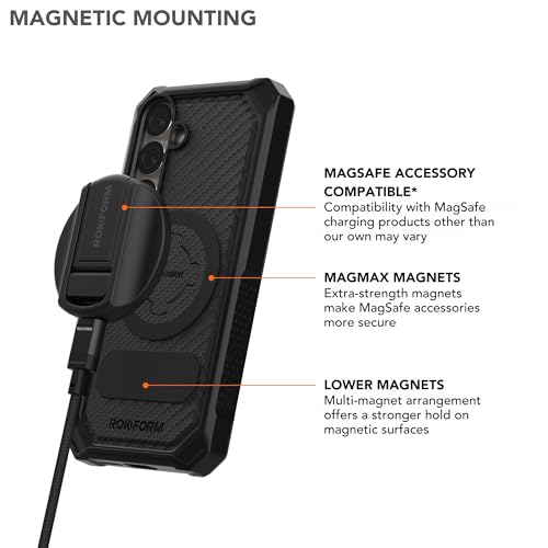 Rokform Rugged Case Compatible with Galaxy S25 Plus, Magnetic Cover with Twist Lock, Drop Tested Armor (Black) - Image 3