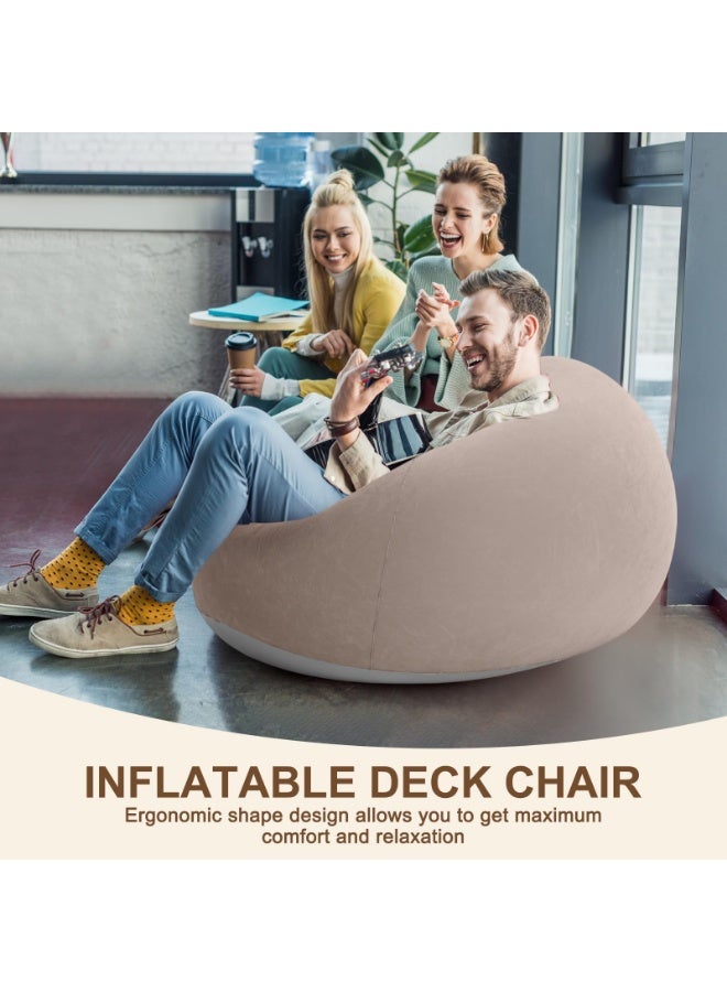 LOKIPA Inflatable Bean Bag Chair for Adults, 43x43x33 Inch, Flocked PVC, Supports 160 lbs - Portable Blow Up Lounger for Indoor, Outdoor, Camping, Bedroom, Gift Included (Coffee Brown) - Image 5