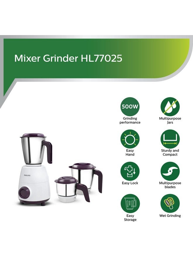Philips PHILIPS HL7505 500W Mixer Grinder (White and Purple)  - Image 2