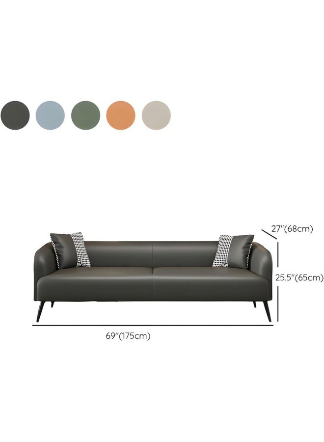 Poppins Home Stylish Pine Wood Three-Seater Leather Sofa with Upholstery and Foam Cushion (Brown)  - Image 2