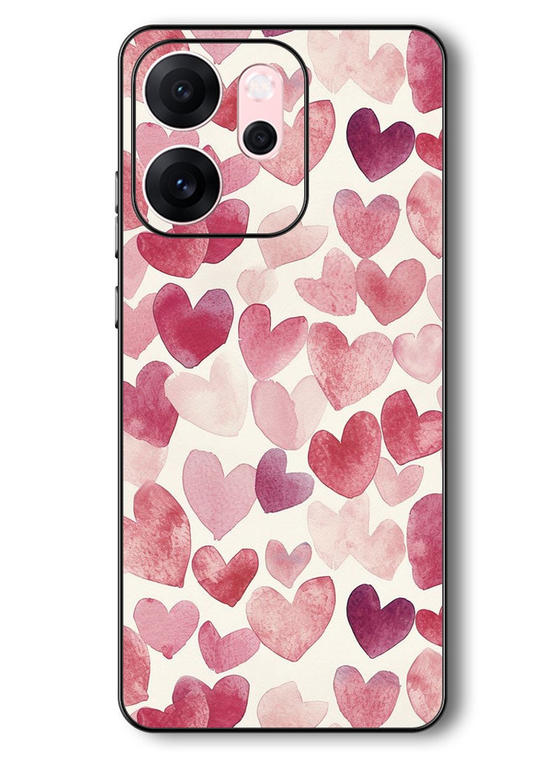 Theodor Case Compatible with Oppo Reno 14 F 6.57 Inch Protection Shockproof Bumper Cover Heart Painitng - Image 1