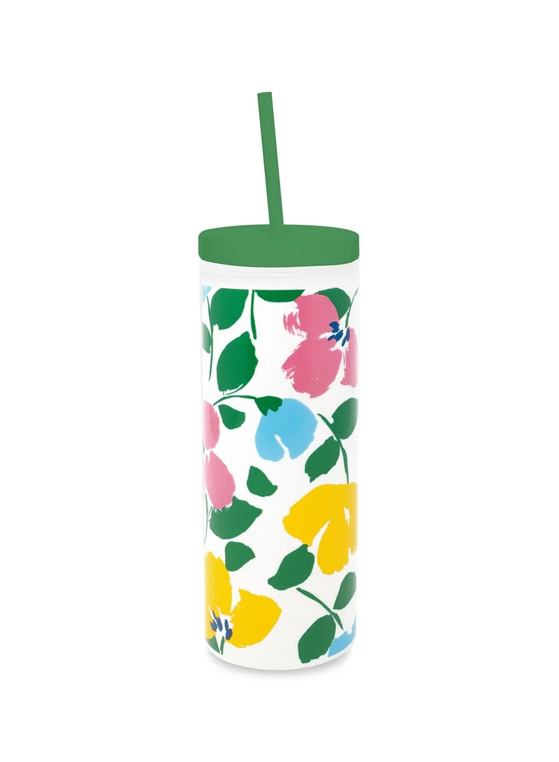 كيت سبيد نيويورك Painterly Bouquet Acrylic Tumbler with Straw 24oz