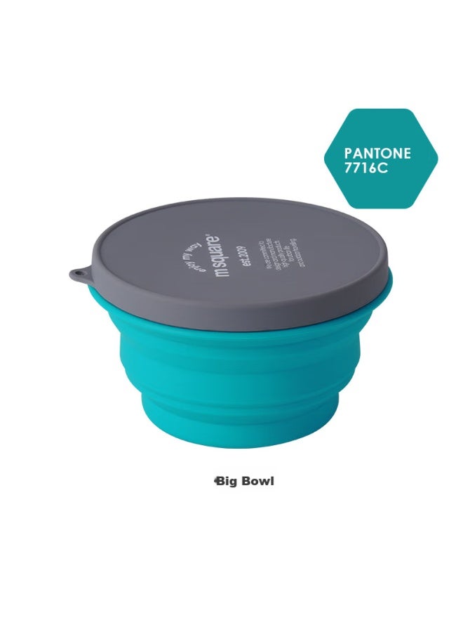 M Square Folding Bowl, Portable Travel Silicone Cup Bowl, Food-grade Ramen Bowl, Camping Picnic Baby Bowl, Clear Water Blue Large Bowl - Image 2