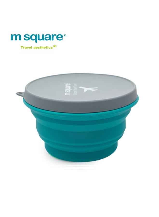 M Square Folding Bowl, Portable Travel Silicone Cup Bowl, Food-grade Ramen Bowl, Camping Picnic Baby Bowl, Clear Water Blue Large Bowl - Image 4