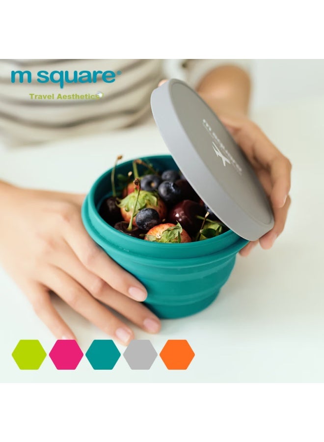 M Square Folding Bowl, Portable Travel Silicone Cup Bowl, Food-grade Ramen Bowl, Camping Picnic Baby Bowl, Clear Water Blue Large Bowl - Image 5