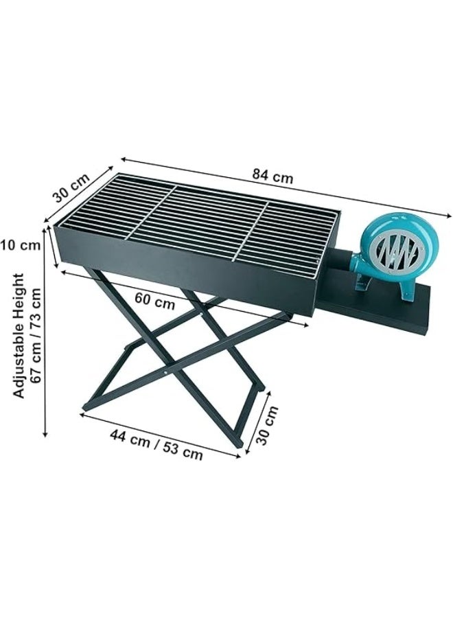 Home auraa Foldable Charcoal BBQ Grill 110cm With Manual Air Blower - Image 2