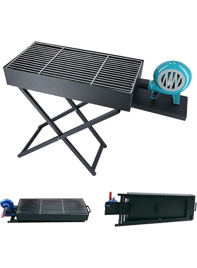 Home auraa Foldable Charcoal BBQ Grill 110cm With Manual Air Blower - Image 1