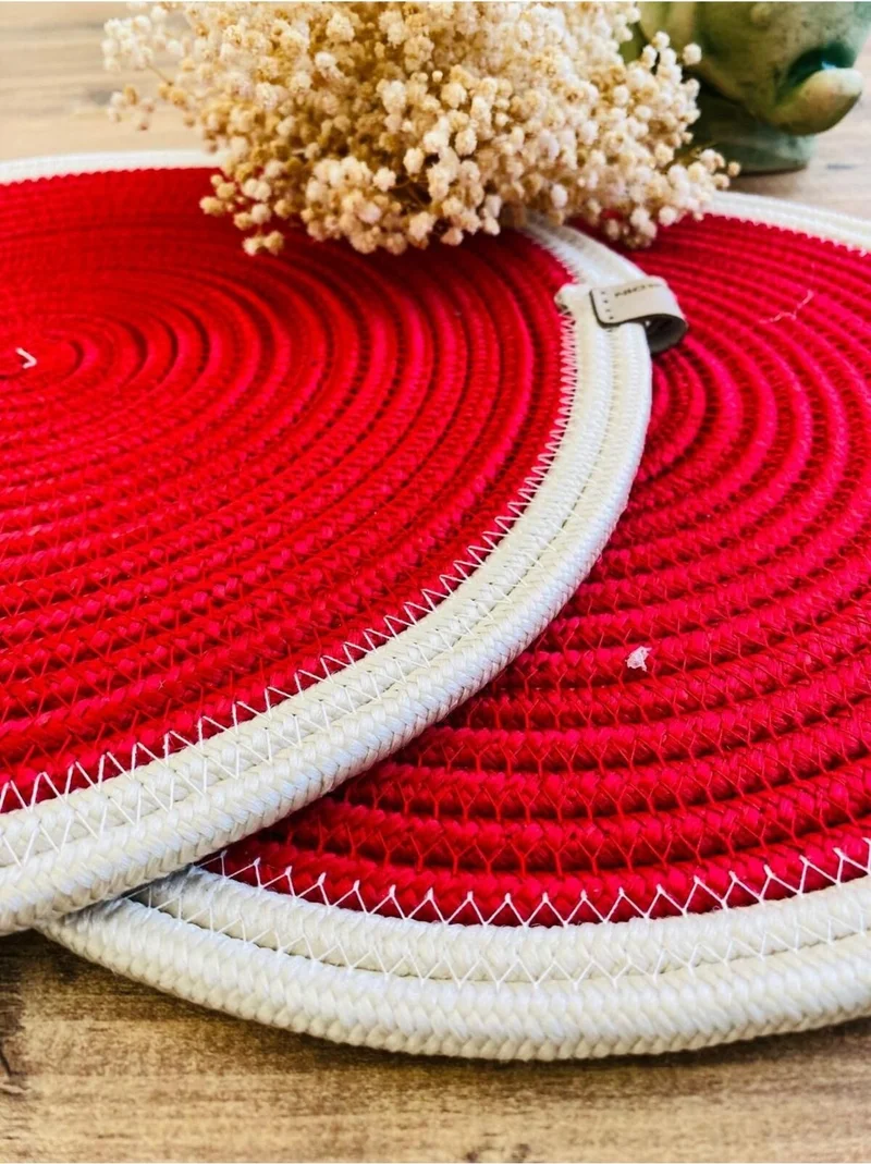 BDZ Deri BDZ Leather Jute Wicker American Service Plate 2 Pieces