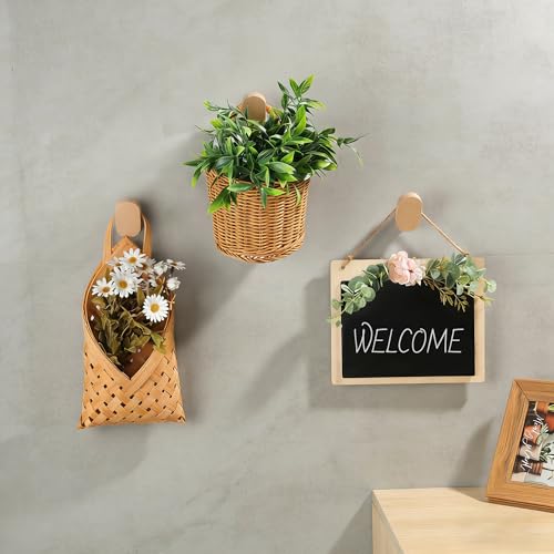 DELITON Coat Hooks for Hanging Heavy Duty - 4 Pack Wooden Wooden Hooks Modern Minimalist, Natural Wood Hooks for Hanging Hat, Towel, Robe, Bag, Suitable for Bathroom Bedroom Entryway - Image 2