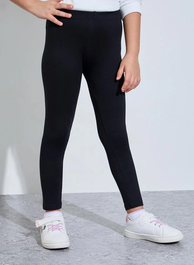ستايلي Girls Pack of 2 - Black Cotton Leggings