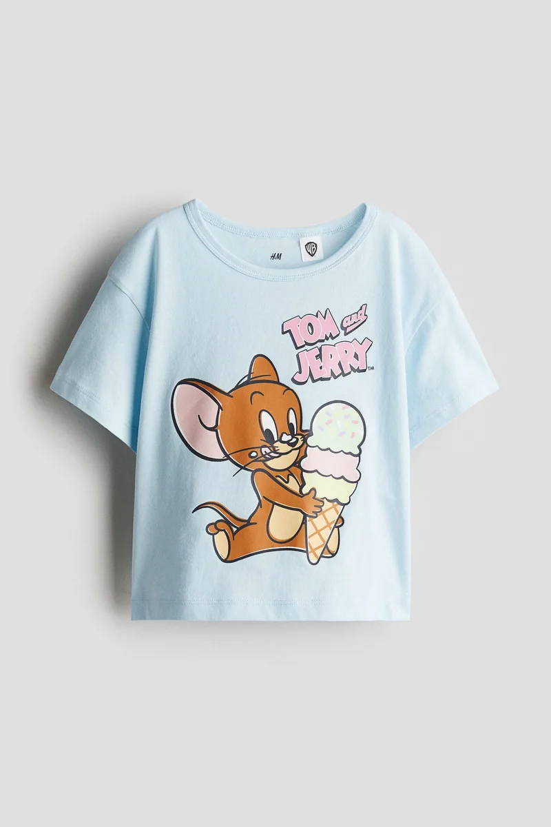 اتش اند ام تي-شيرت قطني مزيّن بطبعات