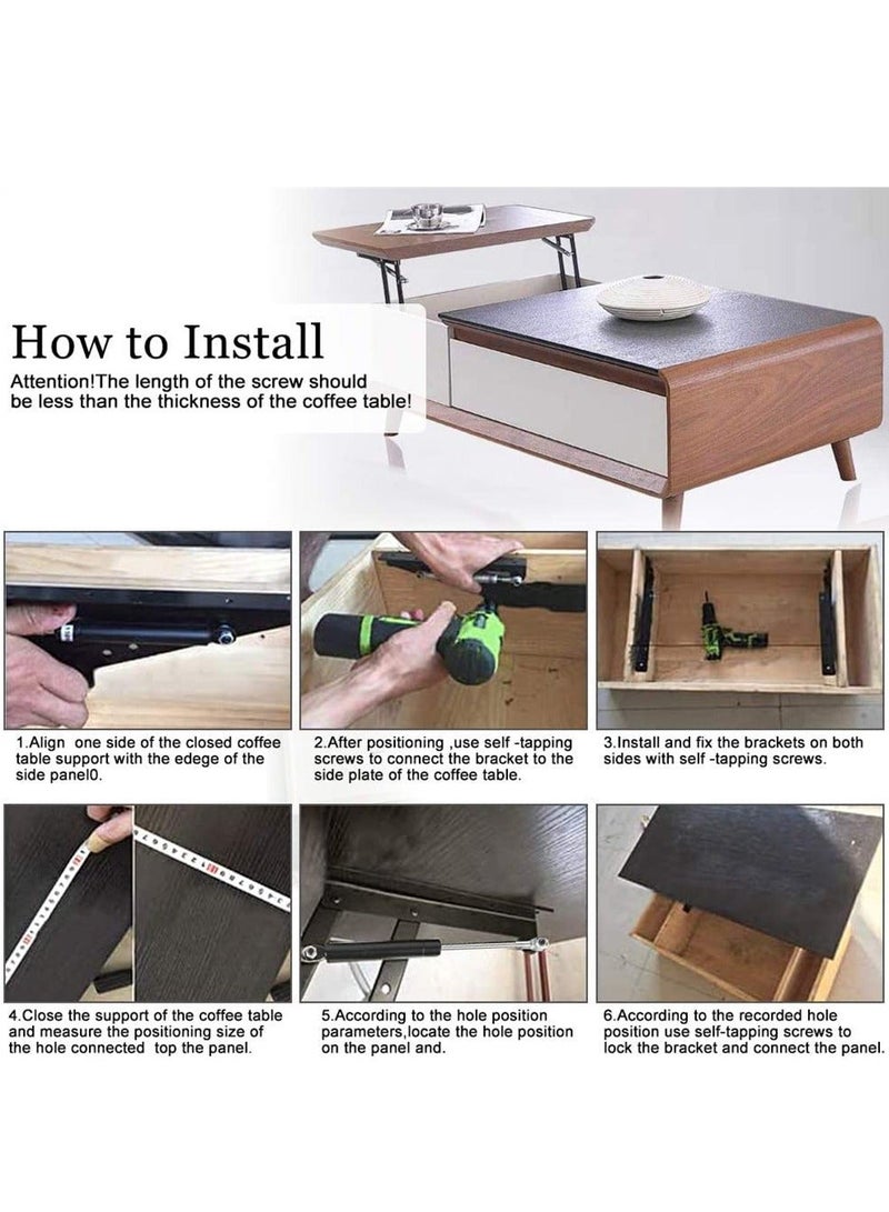 Folding Lift up Top Furniture Hinge, 1 Pair 50kg/100LB Coffee Table Spring Hinge, Adjustable Table Top Lifting Frame, Spring Standing Desk Frame, for Coffee Table Furniture Accessories - Image 4