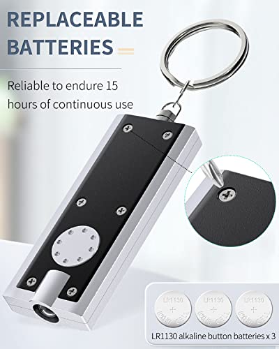 Uniclife 10 Pack Mini LED Keychain Flashlight 12 Lumen Portable Ultra Bright Light Battery Powered Flat Black Torch for EDC Outdoor Camping Hiking and Emergency Lighting (Batteries Included) - Image 5