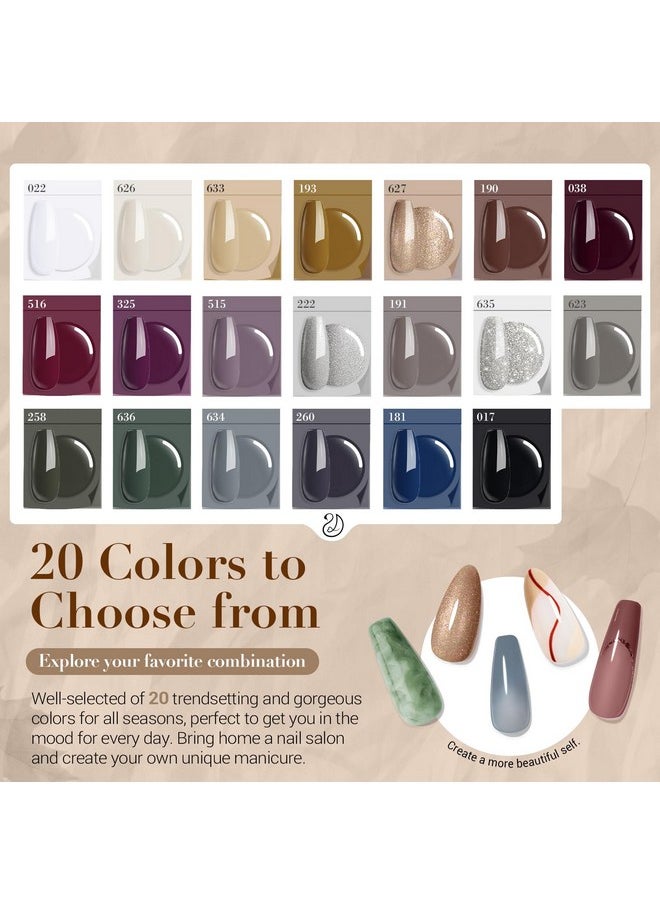 AZUREBEAUTY Dip Powder Nail Kit Starter 20 Colors Glitter Dark Green Grey Purple Fall Winter 31 Pcs Dip Powder Liquid Set With Top/Base Coat Activator For French Nails Art Manicure Diy Salon Gift  - Image 4