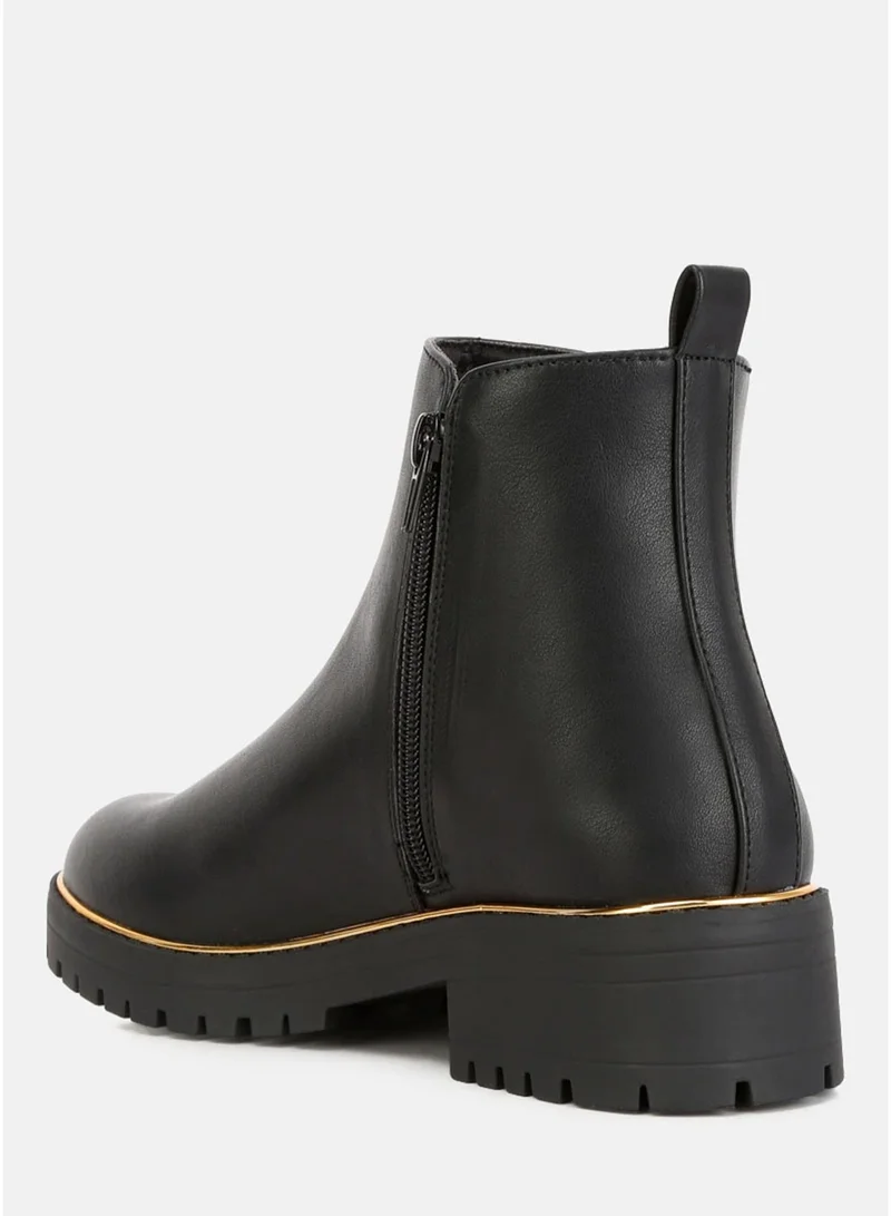 London Rag  London Rag Women's Metallic Frame Block Heel Boots in Black for Women | Best Price UAE