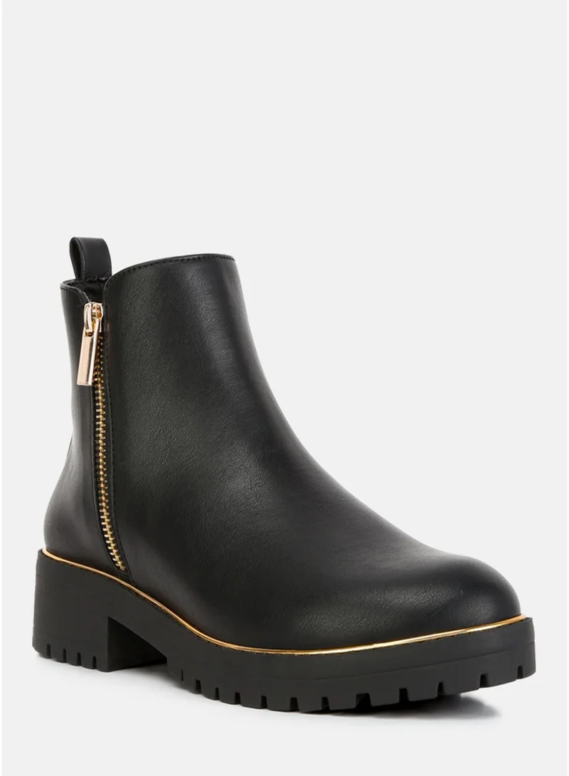 London Rag  London Rag Women's Metallic Frame Block Heel Boots in Black for Women | Best Price UAE