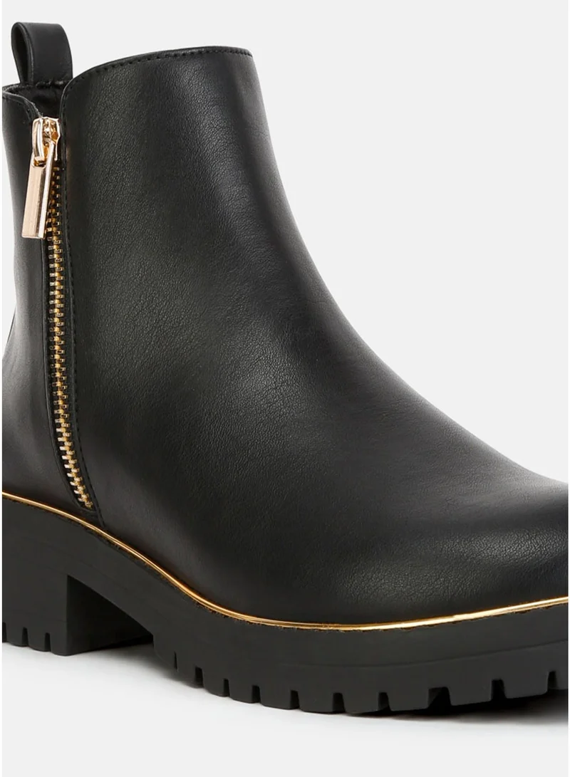 London Rag  London Rag Women's Metallic Frame Block Heel Boots in Black for Women | Best Price UAE