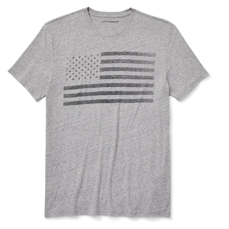 Lucky Brand mens USA Flag Tee, Grey, Large US - Image 3