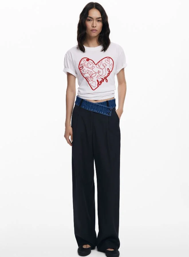 DESIGUAL T-Shirt With Embossed Hearts