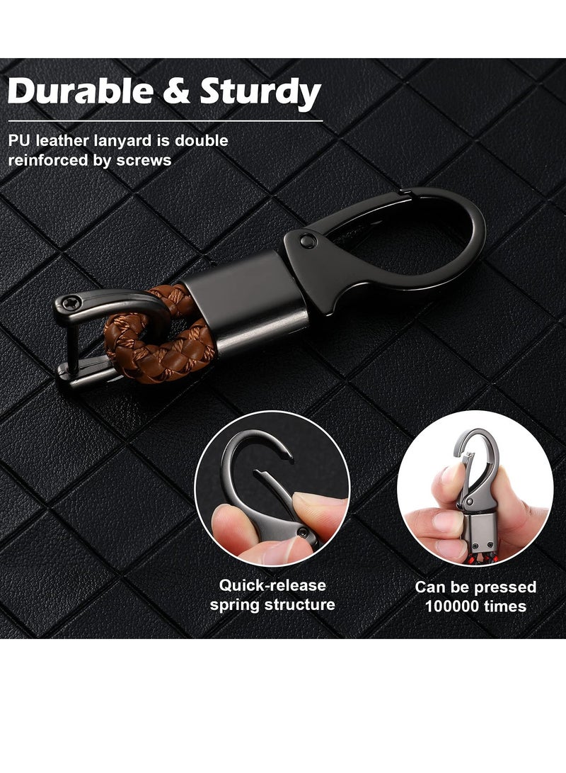 Car Key Fob Keychains Metal Leather Keyring Keys Keyring Clip Car Key Clip Detachable Keychain Business Quickdraw Hooks Keychain Multifunctional Car Key Chain for Men Women (Assorted Colors,4 Pieces) - Image 4