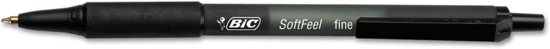 BIC Soft Feel Retractable Ballpoint Pen - Black Body, Black Ink, Pack of 12 - Image 2